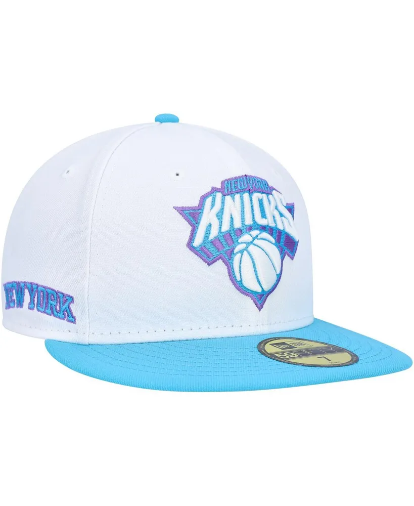New Era Men's New Era White York Knicks Vice Blue Side Patch 59FIFTY Fitted  Hat