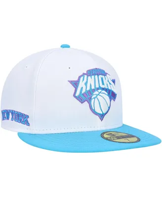 Men's New Era White York Knicks Vice Blue Side Patch 59FIFTY Fitted Hat