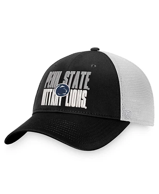 Men's Top of the World Black, White Penn State Nittany Lions Stockpile Trucker Snapback Hat