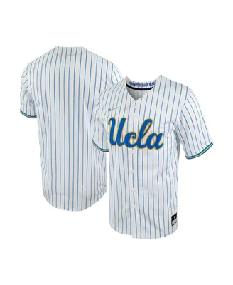 Men's Nike White, Blue Ucla Bruins Pinstripe Replica Full-Button Baseball Jersey