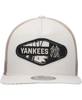 Men's New Era Natural New York Yankees Retro Beachin' Patch A-Frame Trucker 9FIFTY Snapback Hat