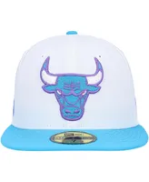 Men's New Era White Chicago Bulls Vice Blue Side Patch 59FIFTY Fitted Hat