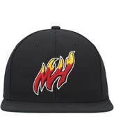 Men's Mitchell & Ness Black Miami Heat Hardwood Classics Essentials Tonal Basic Snapback Hat