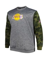 Men's Fanatics Heather Charcoal Los Angeles Lakers Big and Tall Camo Stitched Sweatshirt