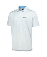 Men's FootJoy White, Light Blue The Players Allover Print ProDry Polo Shirt