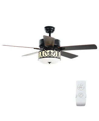 52'' Ceiling Fan W/Light Reversible Blade Adjustable Speed Remote Control