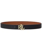 Lauren Ralph Women's Logo Reversible Pebbled Leather Belt