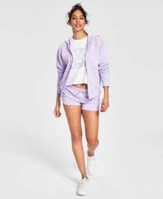 Reebok Womens French Terry Hoodie Graphic Tee Shorts