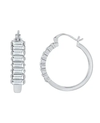 And Now This Crystal Silver Plated Hoop Earring