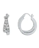 And Now This Crystal Silver Plated Hoop Earring