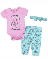 Lily & Jack Baby Girls Lamacorn Bodysuit, Leggings, Socks and Headband, 4 Piece Set