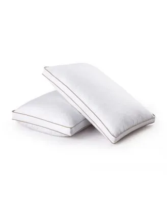 Unikome 2 Piece Diamond Quilted Goose Feather Gusseted Bed Pillows Set Collection