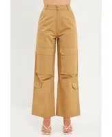 English Factory Women's Wide Leg Pocket Cargo Pants