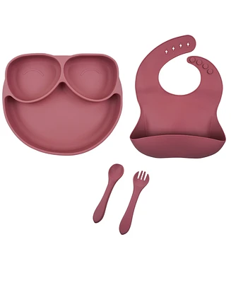 Tiny Teethers Designs Baby Girls Silicone Tableware, 4 Piece Set