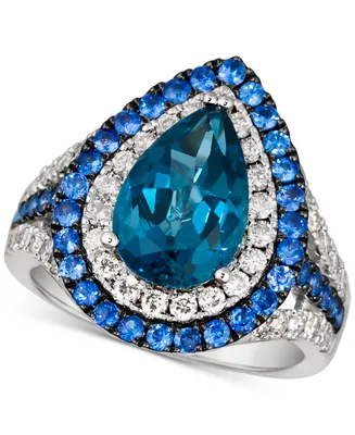 Le Vian Multi-Gemstone (3-3/4 ct. t.w.) & Nude Diamond (3/4 ct. t.w.) Double Halo Ring in 14k White Gold