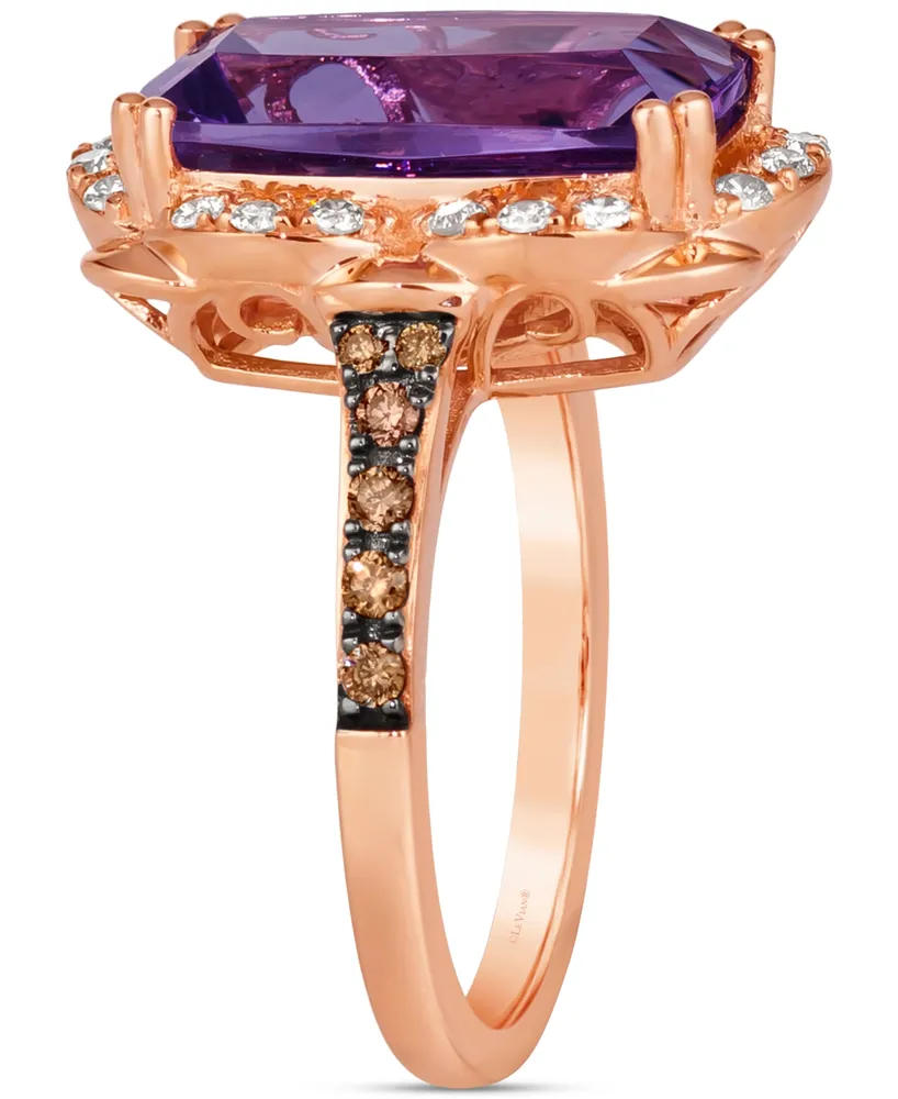 Le Vian Grape Amethyst (5-1/10 ct. t.w.) & Diamond (3/8 ct. t.w.) Halo Statement Ring in 14k Rose Gold