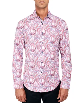Society of Threads Men's Regular-Fit Non-Iron Performance Stretch Paisley-Print Button-Down Shirt