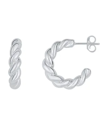 And Now This Silver Plated Twisted C Hoop Earring