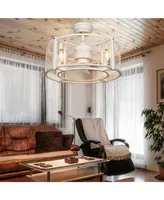 Costway 20'' Caged Bladeless Ceiling Fan with Light Reversible Motor & Remote Control