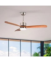 Costway 52'' Ceiling Fan with Led Light Reversible Ceiling Fan w/ Adjustable Temperature