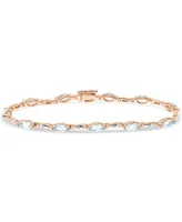 Aquamarine (4 ct. t.w.) & Diamond (1/20 ct. t.w.) Link Bracelet Set in Sterling Silver & Rose-Gold Plate