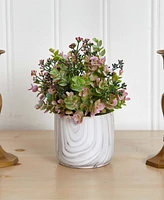 Nearly Natural Eucalyptus Artificial Plant in Marble Finished Vase