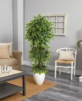 Nearly Natural 5.5' Elegant Ficus Artificial Tree in White Planter