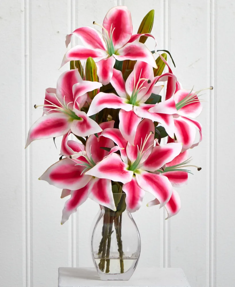 Nearly Natural Rubrum Lily w/ Decorative Vase