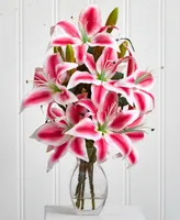 Nearly Natural Rubrum Lily w/ Decorative Vase
