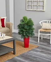 Nearly Natural Areca Palm Artificial Plant in Red Planter