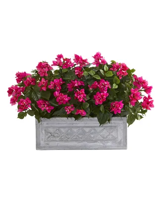 Nearly Natural 30" Bougainvillea Artificial Plant in Stone Planter