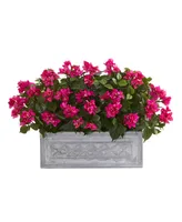 Nearly Natural 30" Bougainvillea Artificial Plant in Stone Planter