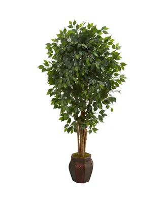 Nearly Natural 6' Ficus Artificial Tree in Decorative Planter