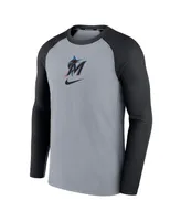 Men's Nike Gray Miami Marlins Authentic Collection Game Raglan Performance Long Sleeve T-shirt