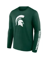 Men's Fanatics Green Michigan State Spartans Double Time 2-Hit Long Sleeve T-shirt