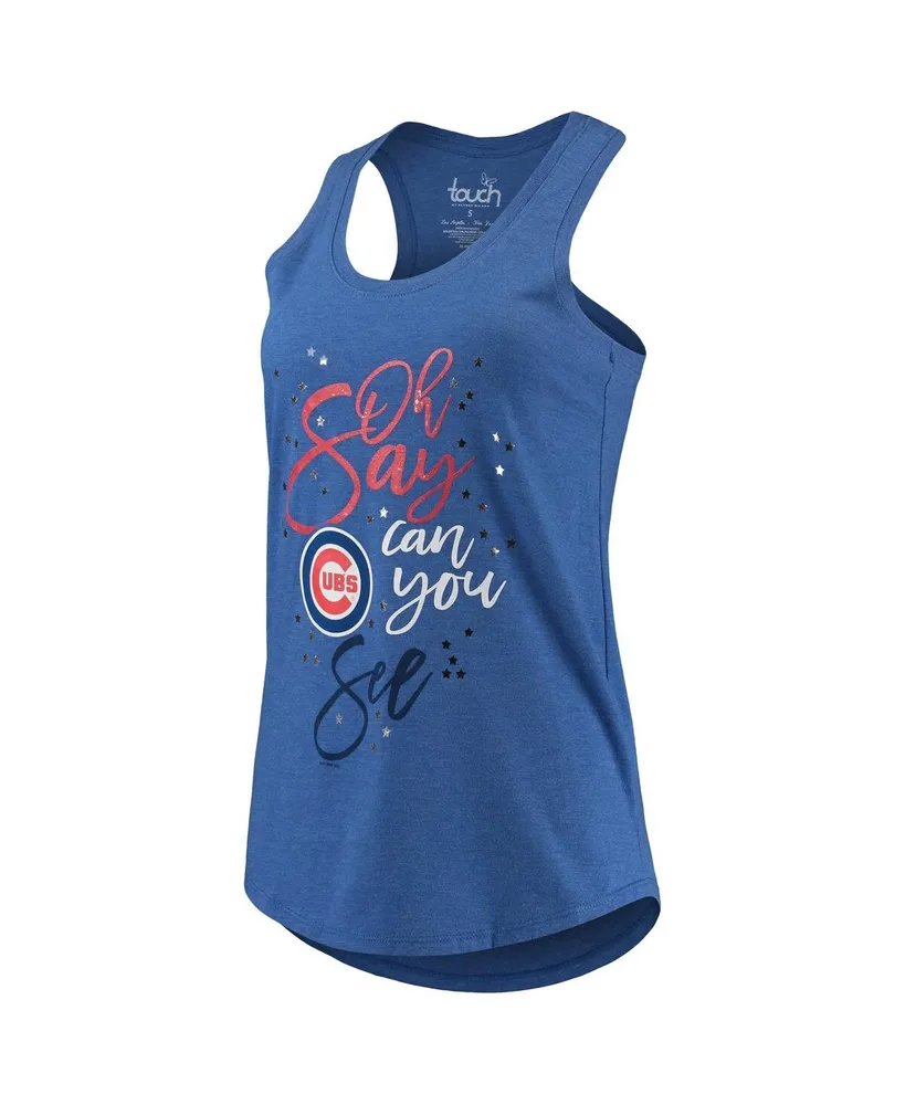 Women's Touch Royal Chicago Cubs Americana Tri-Blend Racerback Tank Top