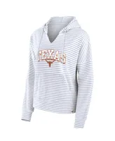 Women's Fanatics White Texas Longhorns Striped Notch Neck Pullover Hoodie