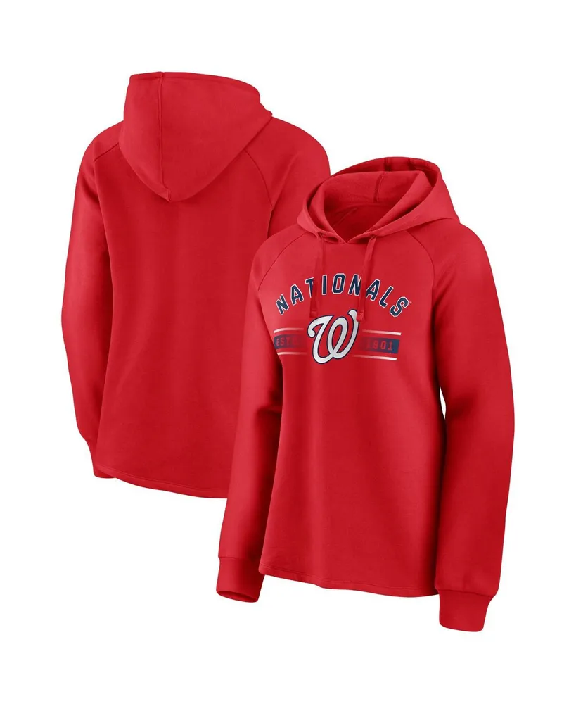 Women's Fanatics Red Washington Nationals Perfect Play Raglan Pullover Hoodie