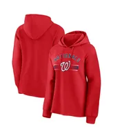 Women's Fanatics Red Washington Nationals Perfect Play Raglan Pullover Hoodie