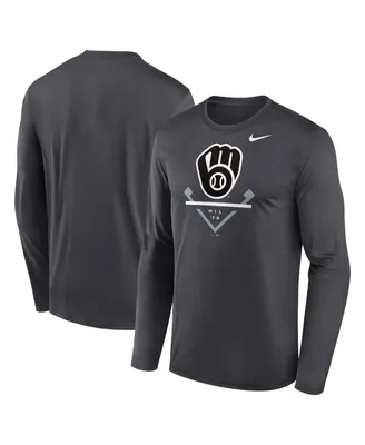 Men's Nike Anthracite Milwaukee Brewers Icon Legend Performance Long Sleeve T-shirt