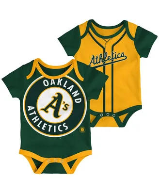 Infant Boys and Girls Green, Gold Oakland Athletics Double 2-Pack Bodysuit Set