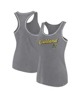 Women's Fanatics Heather Gray Oakland Athletics Wordmark Logo Racerback Tank Top