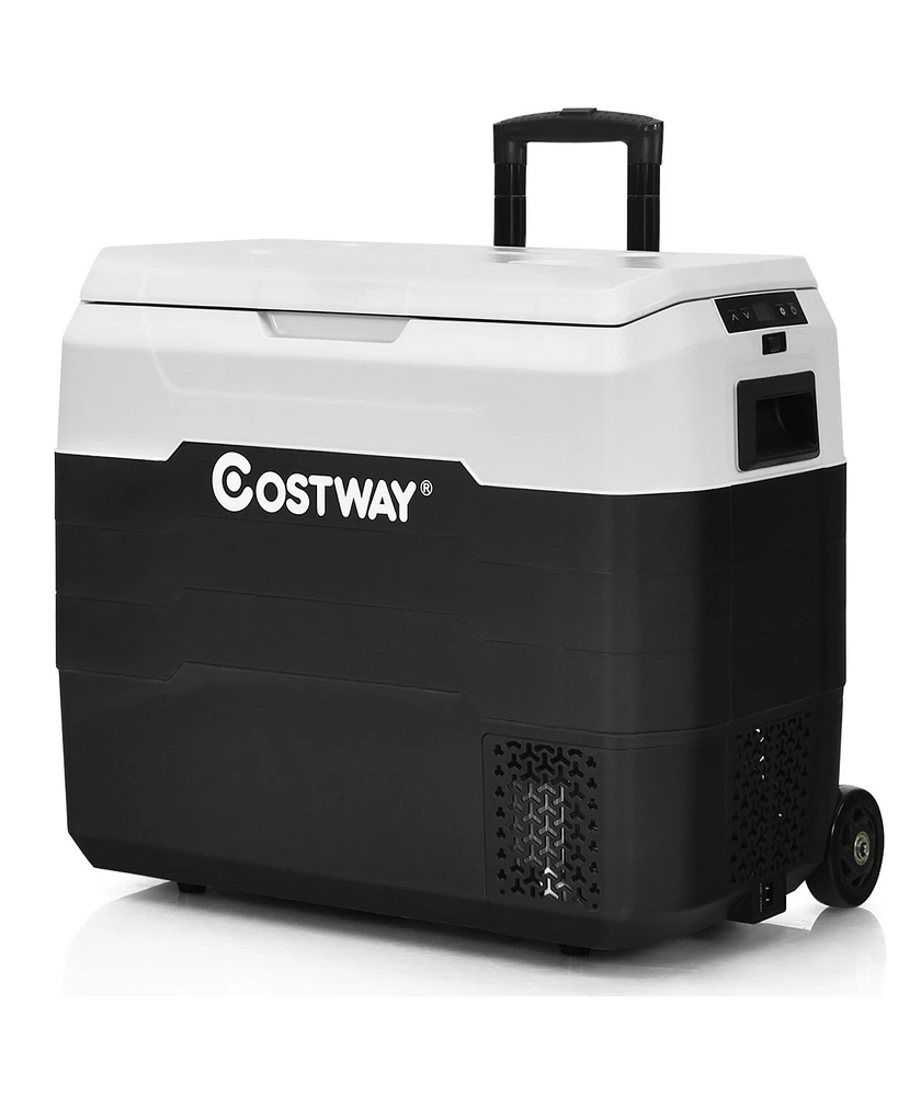 Costway 53 Qt Portable Car Refrigerator Dual-Zone Car Cooler