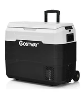 Costway 53 Qt Portable Car Refrigerator Dual-Zone Car Cooler