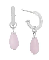 Robert Lee Morris Soho Rose Quartz Charm Huggie Earrings