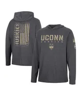 Men's Colosseum Charcoal Distressed UConn Huskies Team Oht Military-Inspired Appreciation Hoodie Long Sleeve T-shirt