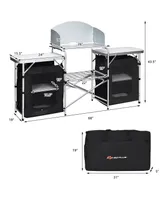 Folding Portable Aluminum Camping Grill Table