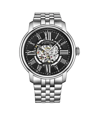 Stuhrling Men's Legacy Silver-tone Stainless Steel , Black Dial , 45mm Round Watch