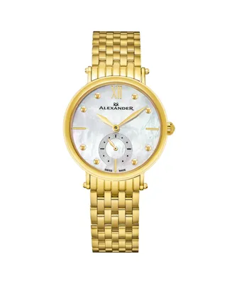 Alexander Women's Roxana -tone Stainless Steel , Mother of Pearl Dial , 34mm Round Watch