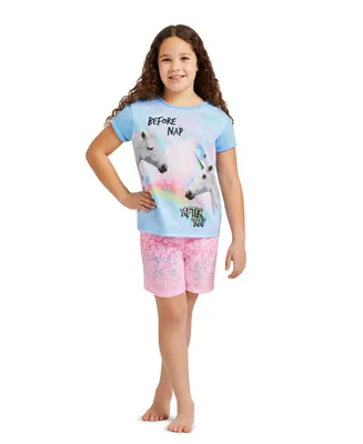 Child Girls 2-Piece Pajama Set Kids Sleepwear, Short Sleeve Top and Shorts Pj